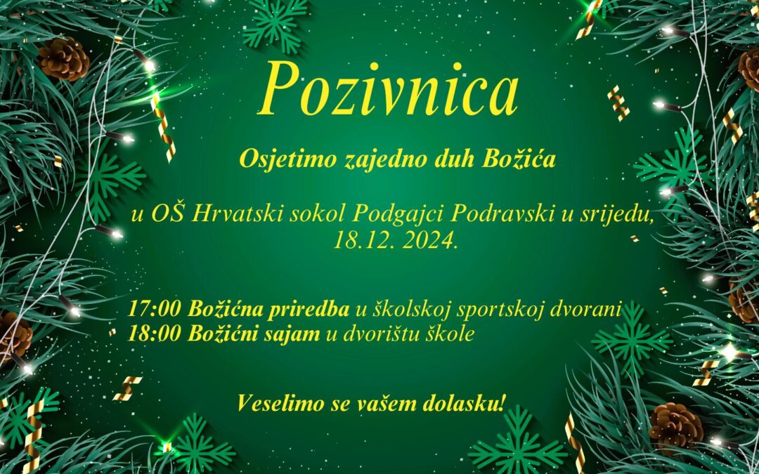 Pozivnica za božićnu priredbu i sajam